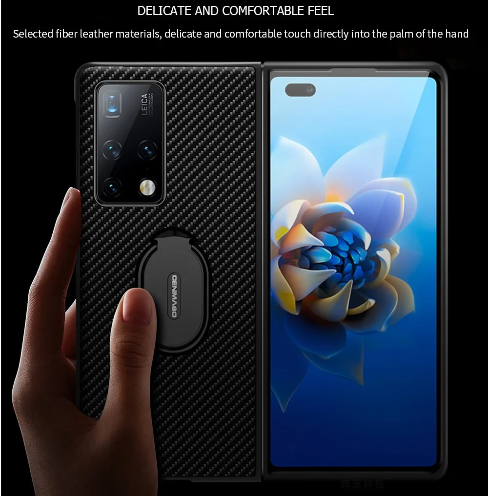 

Luxury Case for Huawei Mate X2 5G Cover with Holder Carbon Fiber Texture All-inclusive Shockproof Shell for Huawei Mate X2 Case