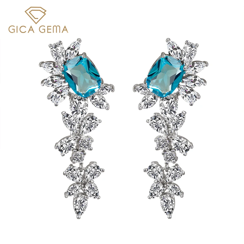 

GICA GEMA Zircon Stud Earrings For Women 925 Sterling Silver Petal Elegant Lady Anniversary Wedding Fine Jewelry Female Gifts