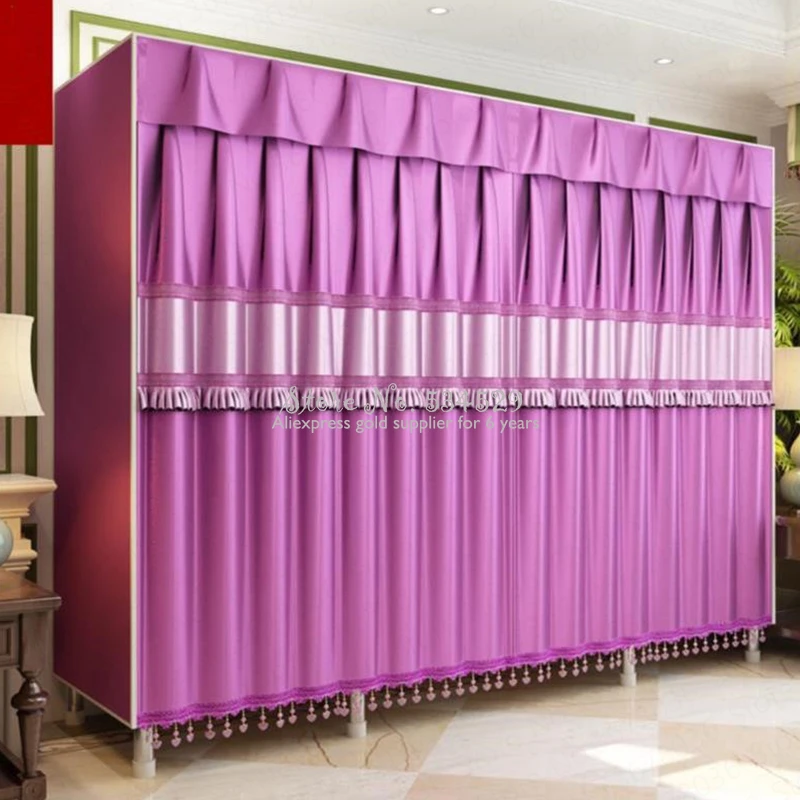 

21%Cloth Wardrobe New Simple Modern Fabric Large Steel Frame Fully Closed Assembly Home Bedroom Storage Wardrobe