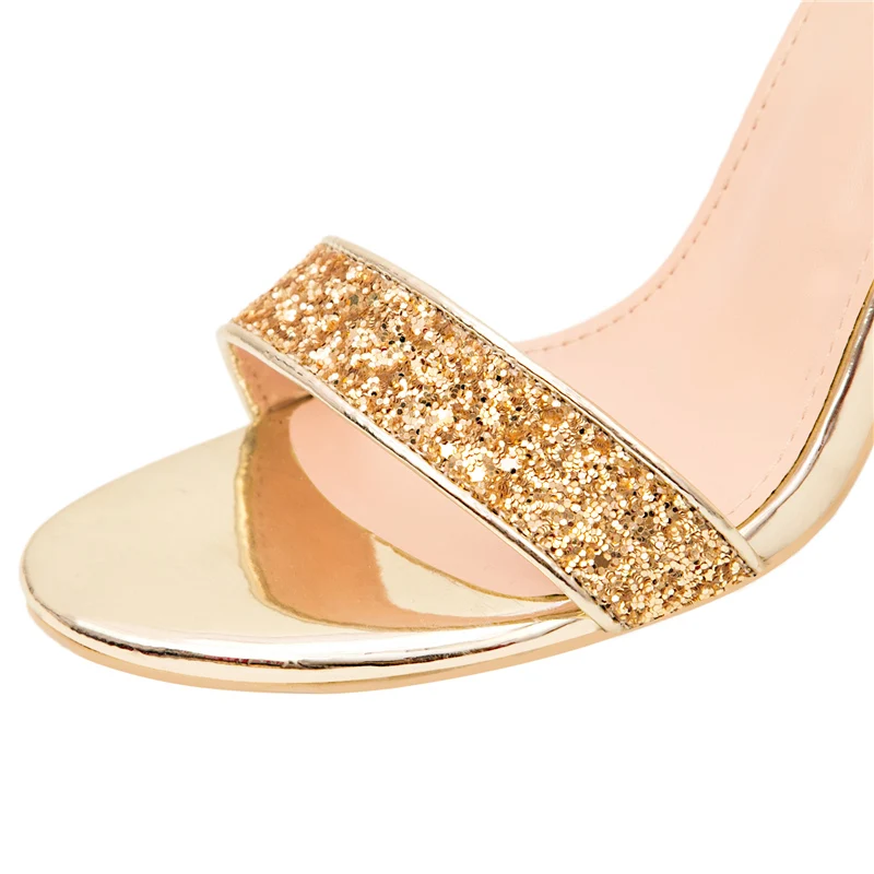 

2019 Newest fashion Sequin flash Women 10cm High Heels Sandals Fetish Strappy Stripper Shoes Lady Valentine Gold Summer Pumps