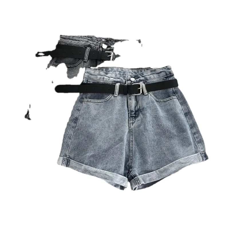 

Denim Shorts Women's New High-Waist Shorts Women Casual Loose Ladies Fashion Large Size Elastic Waist Wide-leg Short Jeans