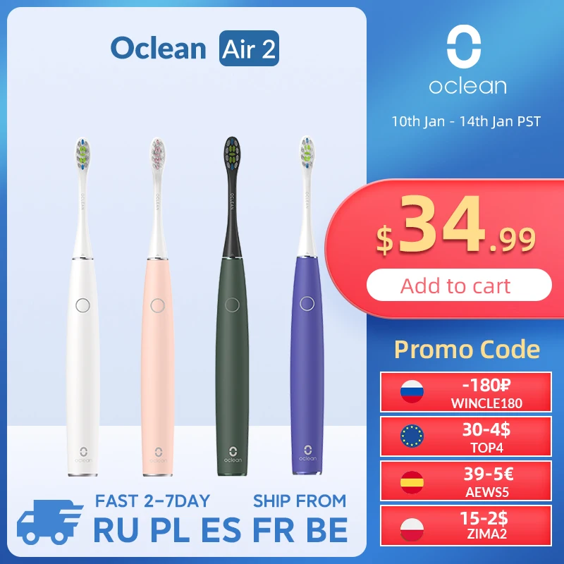 

RADUET200【-200 ₽】Оригинальная электрическая зубная щетка Oclean Air 2 Sonic IPX7, умная щетка для зарядки, три режима чистки для взрослых, водонепроницаем...