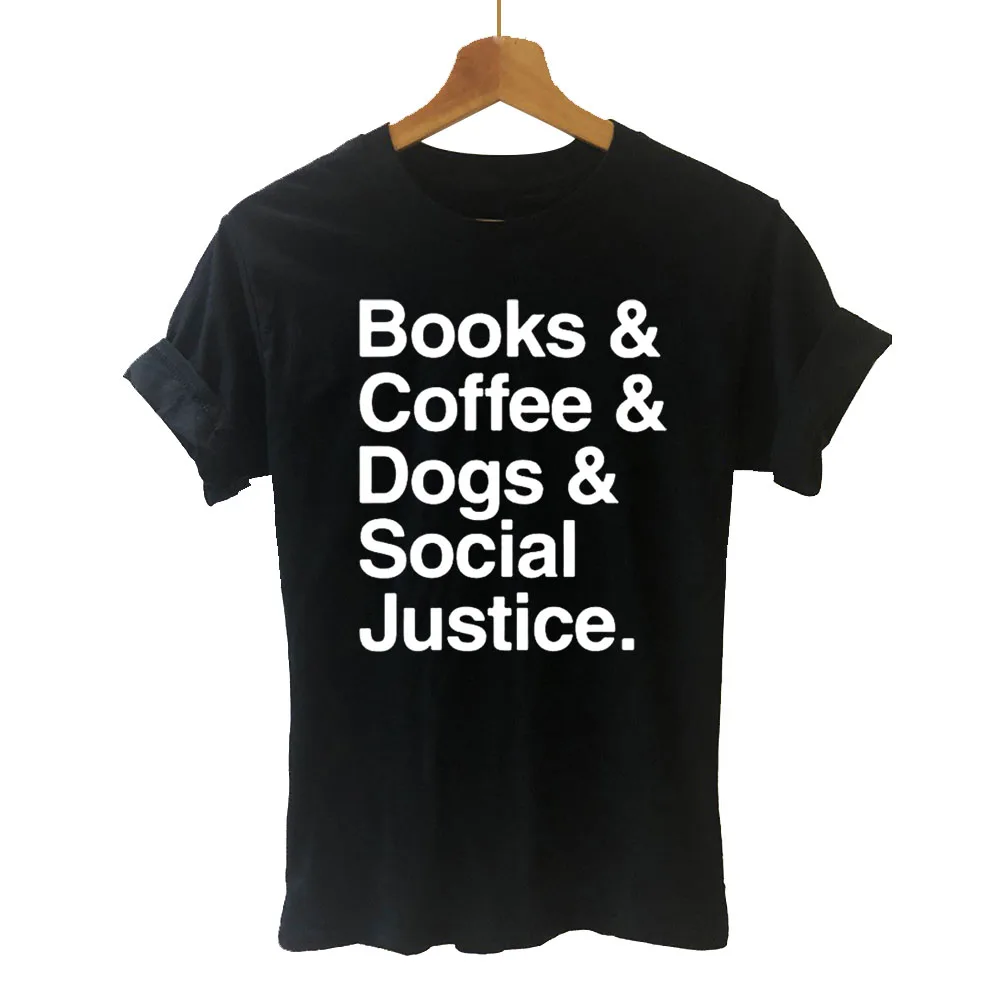 

Новое летнее платье с О-образным вырезом с коротким рукавом книги кофе собак социальных футболки Department Justice Женская хлопковая футболка