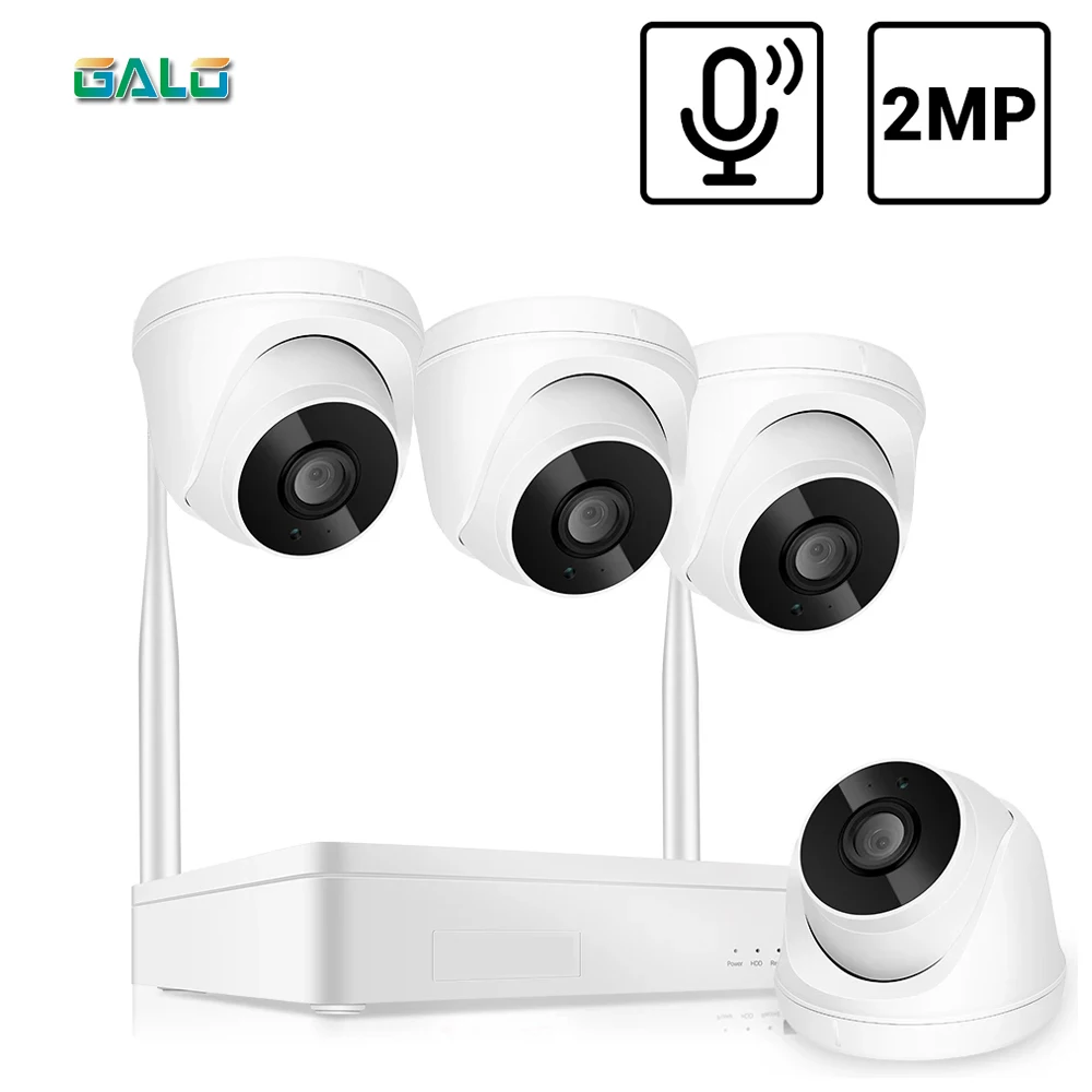 

Беспроводная система видеонаблюдения H.265 1080P, 2 Мп, IP-камера для помещений с аудио, видеорегистратор, система видеонаблюдения, комплект наблю...