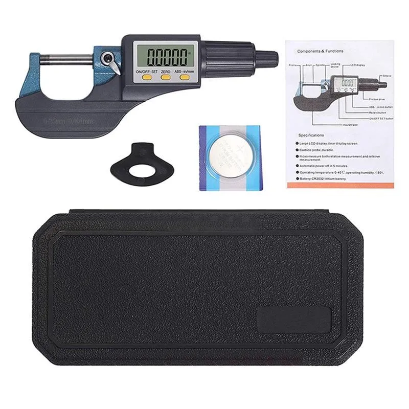 

Digital Electronic Micrometer Outside 0-1\"/0.00005\" X-Large LCD Carbide Digital Micrometer Gauge Meter Micrometer Measuring