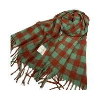 fringed scarf women autumn and winter korean version of the long thick warm scarf gradient plaid student shawl