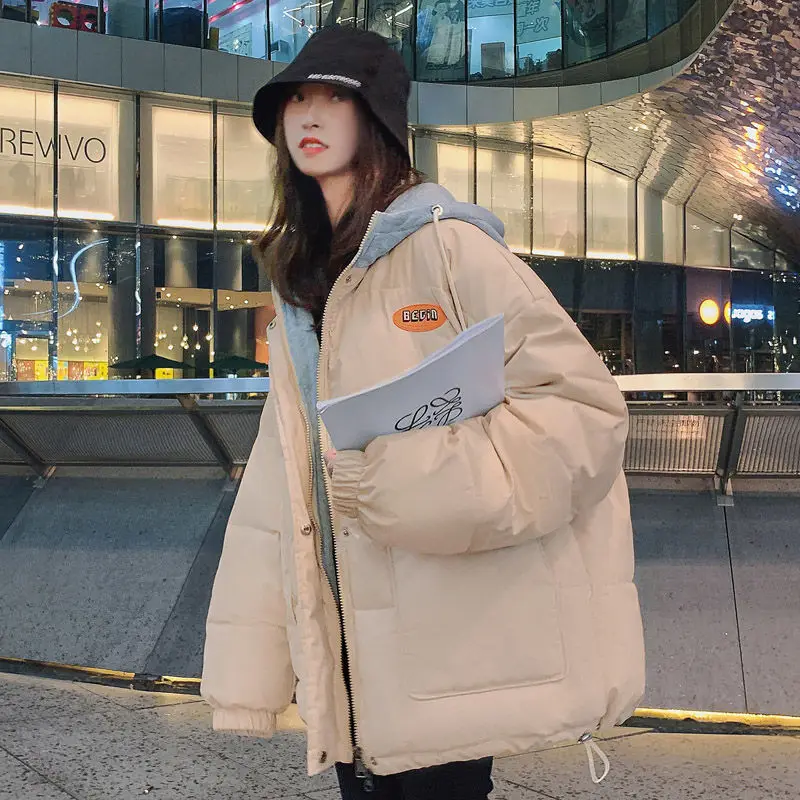 

New Short Hooded Bread Jacket Women Winter Down Cotton Parka Coat Student Cotton-padded Coats Korean Casual Loose Winter Jackets