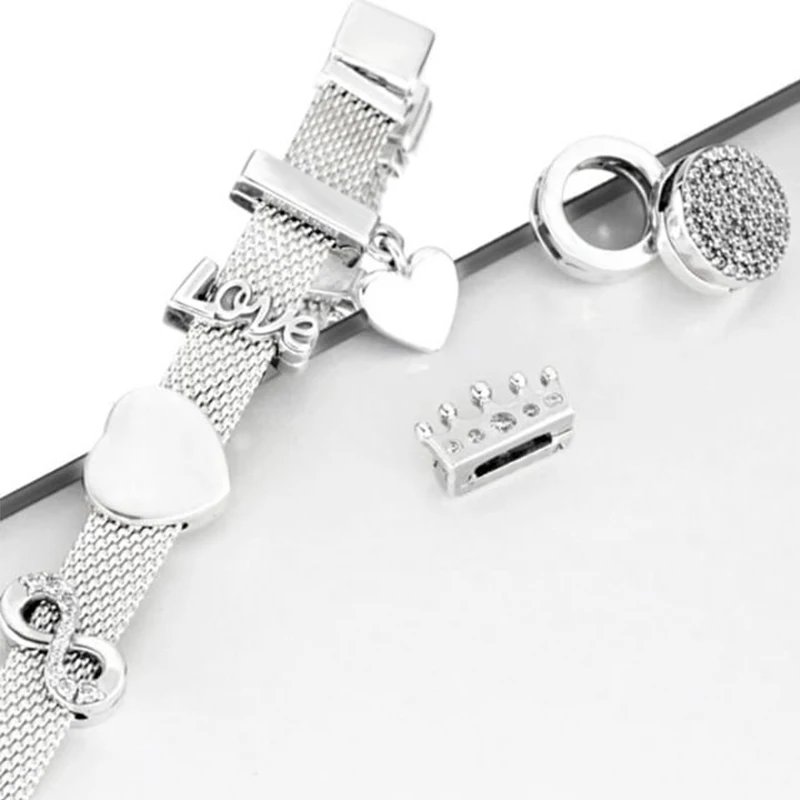 

Real 925 Sterling Silver Charms and Star Shiny Zircon Charm Clips Fit for Original Bracelet Reflexions Bracelet Watch Belt