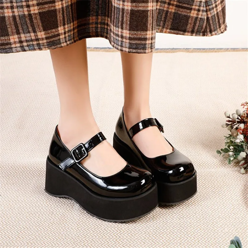 

Size 34-45 Punk Rock Gothic Thick Sole Platform Wedge High Heels Creepers Women Collegiate Cosplay Mary Janes Shoes