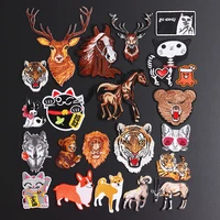 wolf tiger elephant punk animal patches iron on embroidery elephant goat cat cloth appliques 3d diy cartoon cat clothes decor