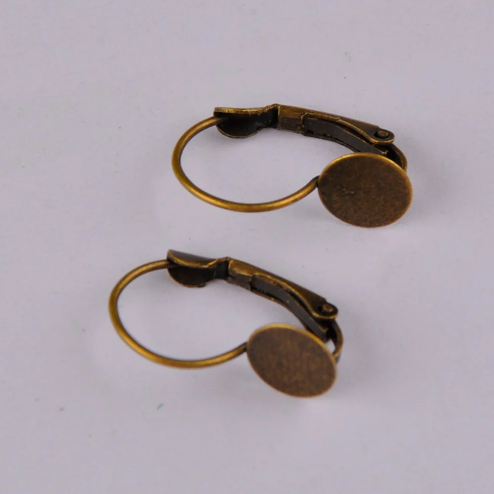 1000pcs Antique Bronze 8mm Pad Lever Earring Hooks Wire Settings Base Bezel Earrings Blanks For Jewelry Making Finding Supplies