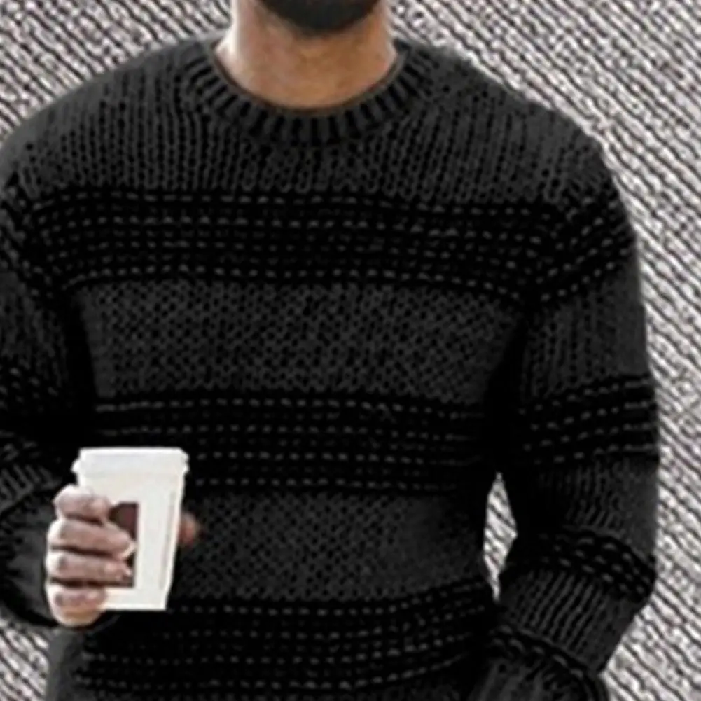 

men sweater fashion plus size Long Sleeve Men Sweater Striped Print Casual O Neck Stretchy Knitted Pullover Sweater Streetwear
