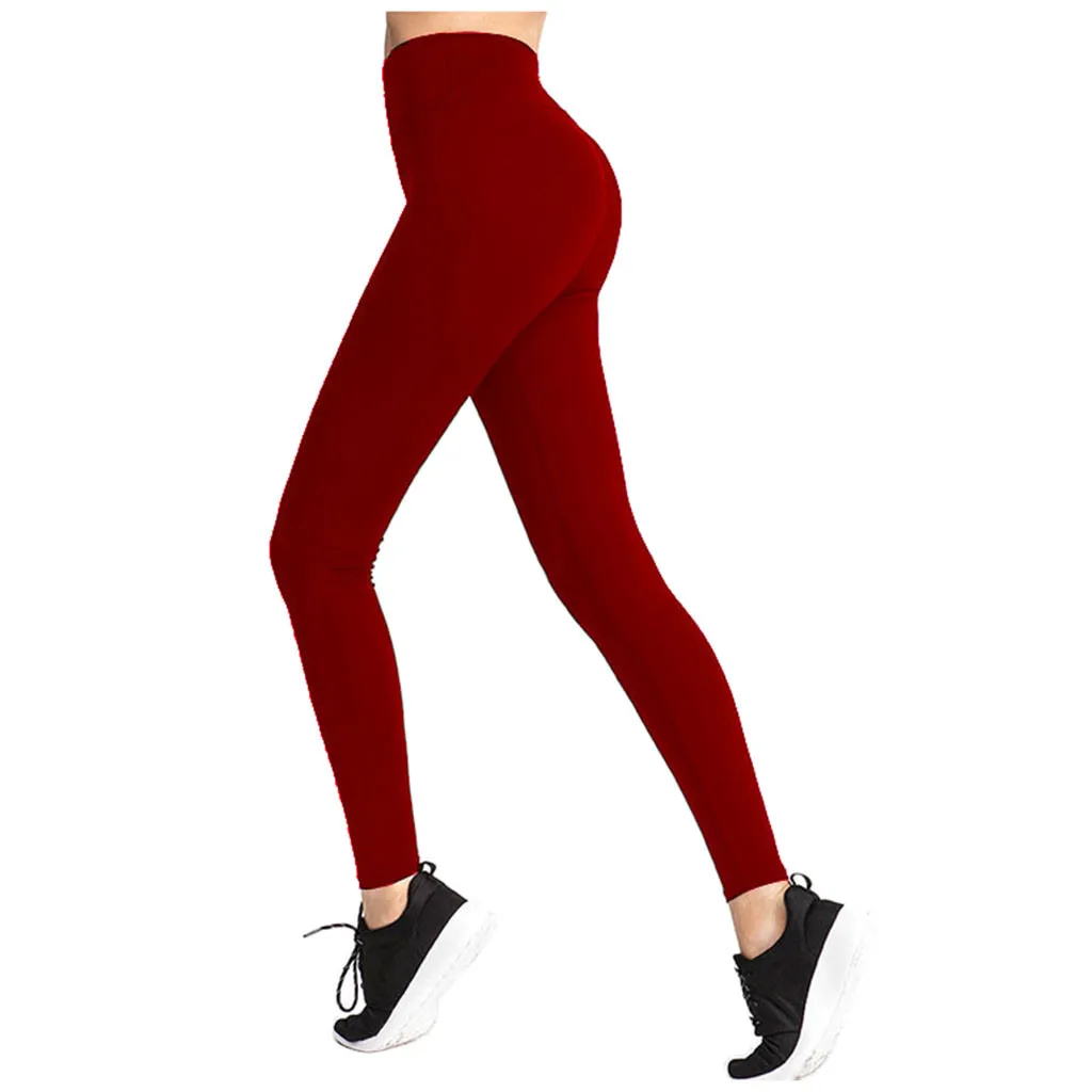 Бесшовные Леггинсы для йоги с высокой талией в простом стиле спортивные штаны