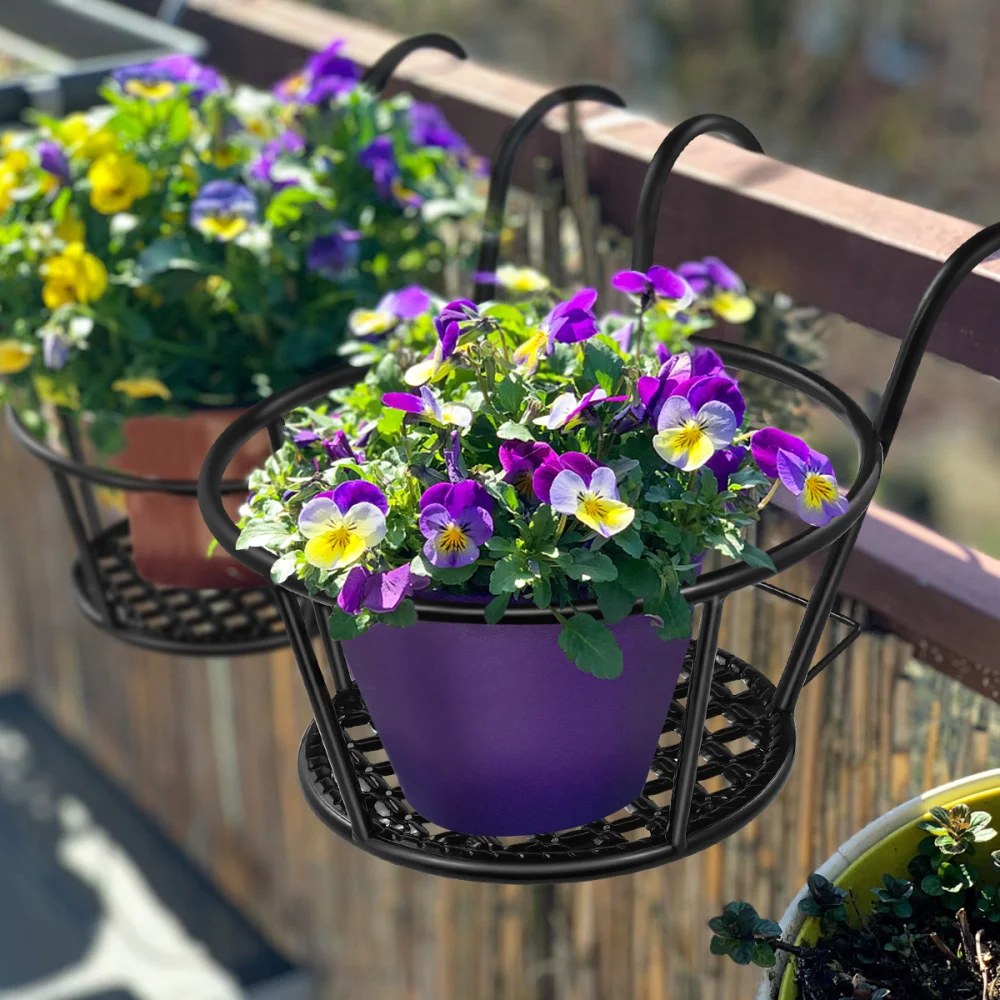

Yarnow 2PCS Handrail Hanging Succulent Flowerpot Bracket Iron Art Planter Pot Holder Planter Supporting Flowerpot Shelf (Black)