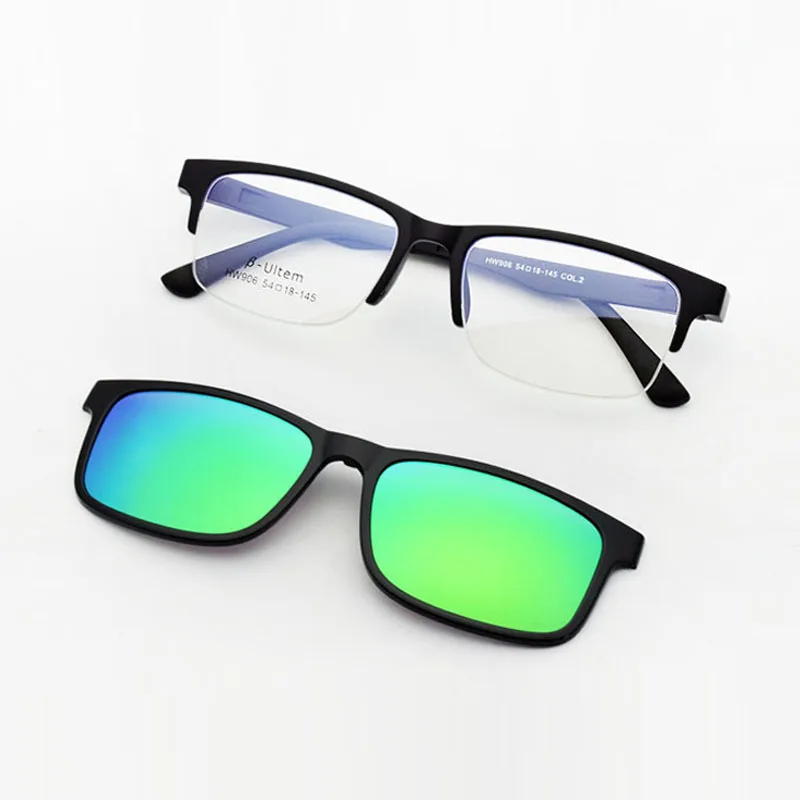 С плоскими стеклами и половинной рамкой очки матовый черный Для мужчин's женщин