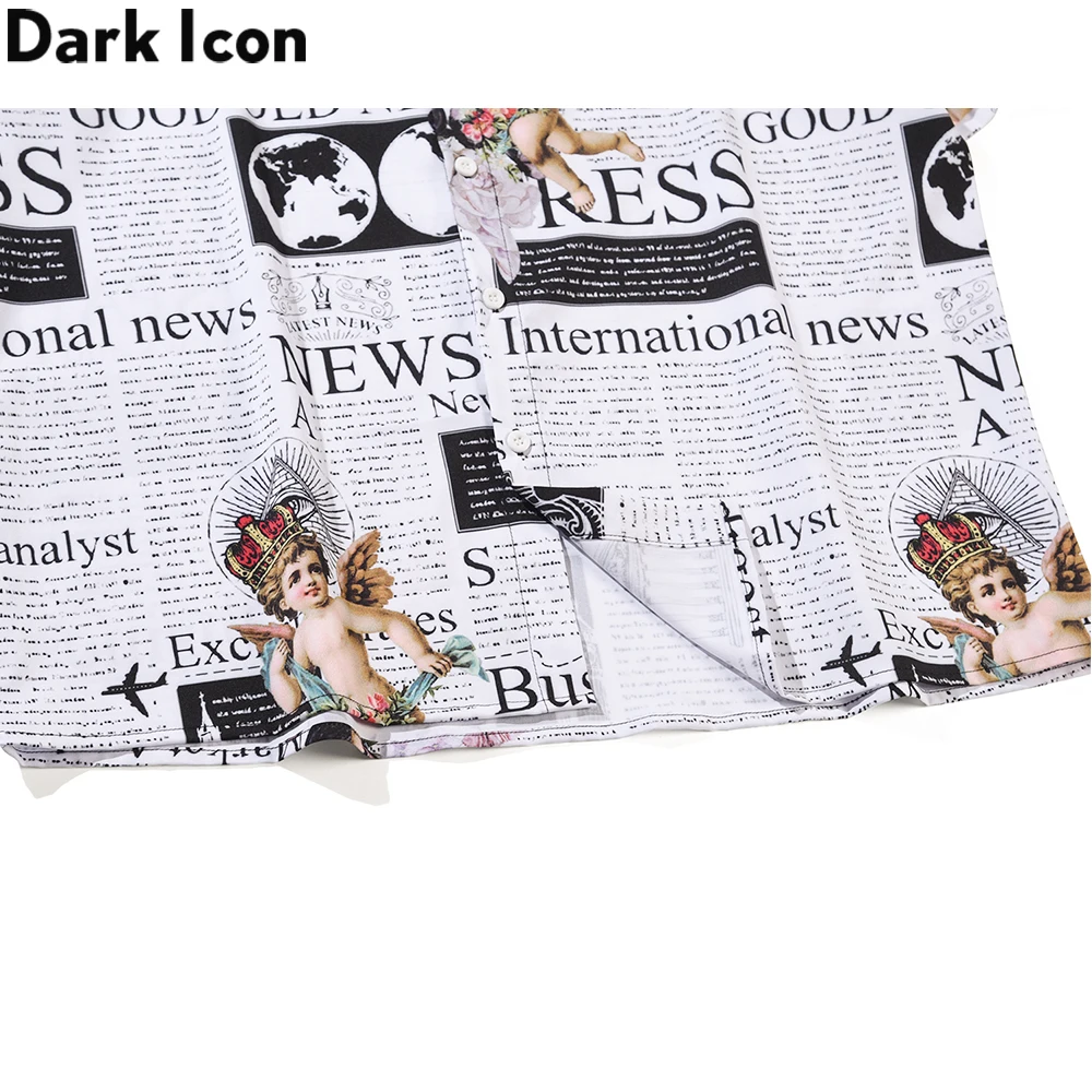 

Dark Icon Angle Magzine Shirts Men Turn-down Collar Men's Blouse Hawaiian Shirts Man