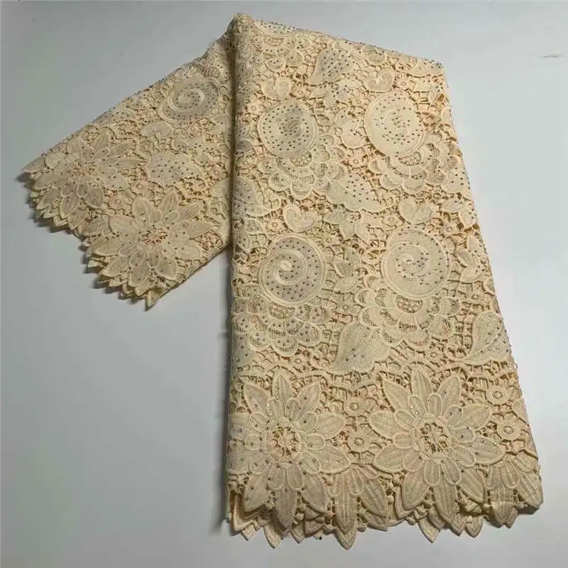 2020 новейшие стили вышивки бисером африканский гипюр Кружевная Ткань 5 ярдов