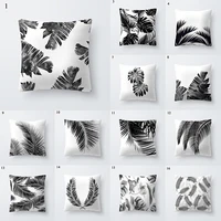 nordic decoration home tropical decoration cushion cover pillow black white plant leaves decor for home throw pillow