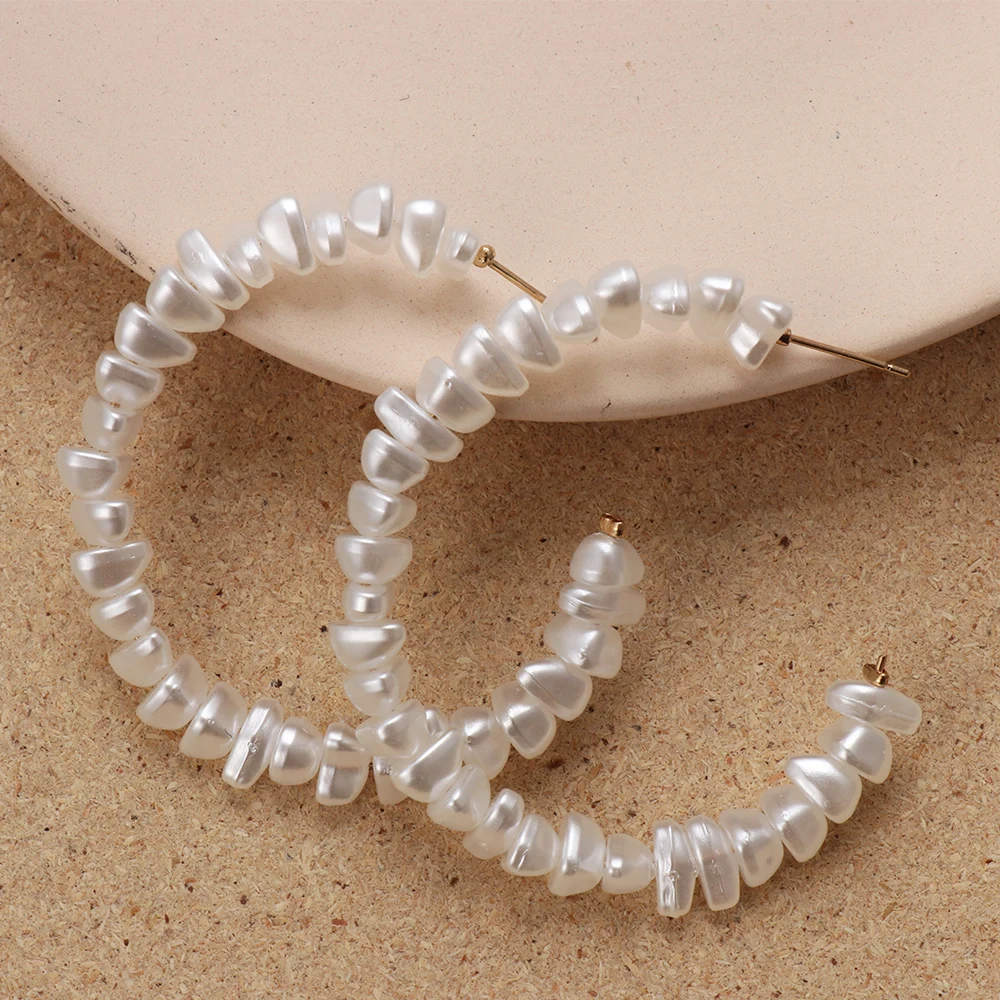 Серьги кольца женские большого размера с жемчугом|Серьги-кольца| |