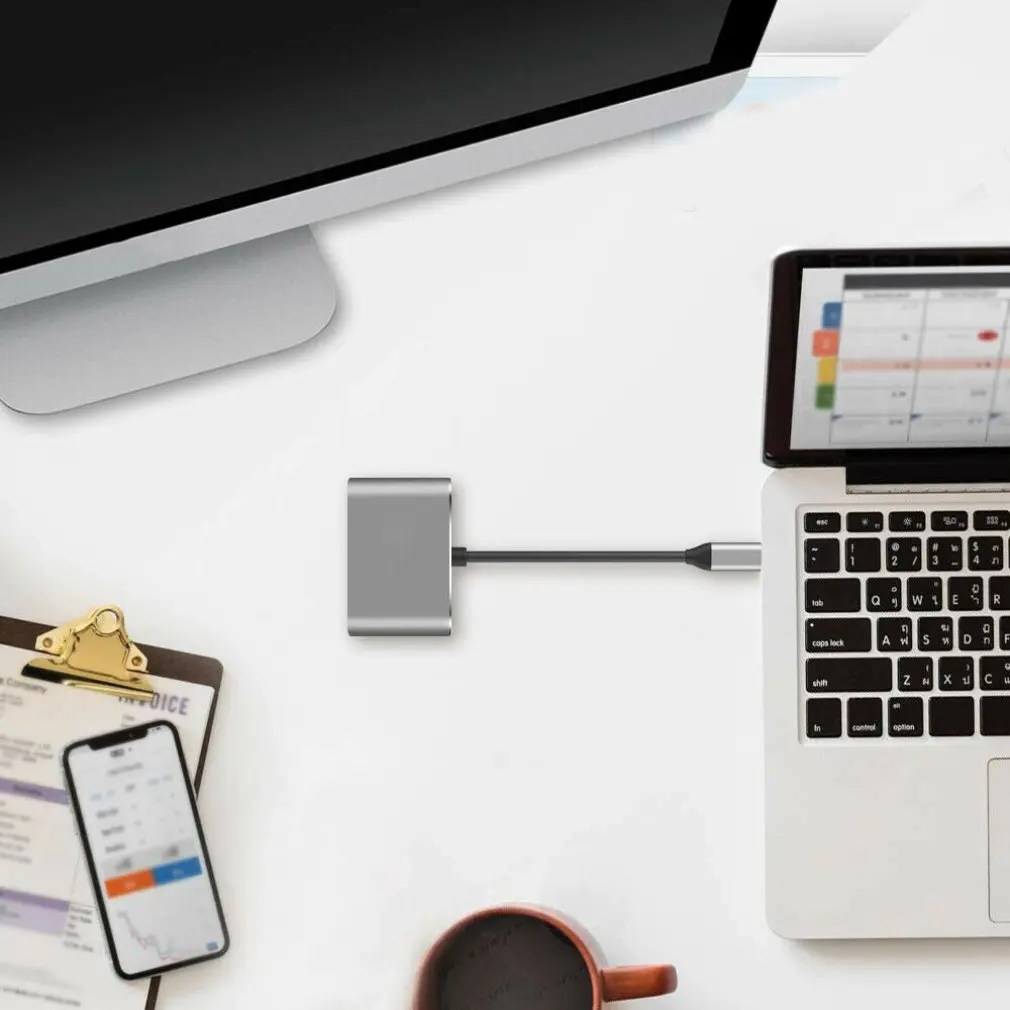 Кабель с разъемами типа C и HDMI поддержкой 4K VGA USB 3 0 Hub адаптер для MacBook Nintendo Samsung S9 Dex
