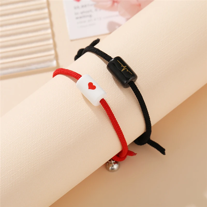 Браслеты для влюбленных мужчин и женщин милые украшения из магнитной веревки с