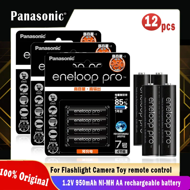 12 шт. Panasonic Eneloop 1 2 v 950mAh AAA аккумуляторная батарея для фонарика игрушка камера
