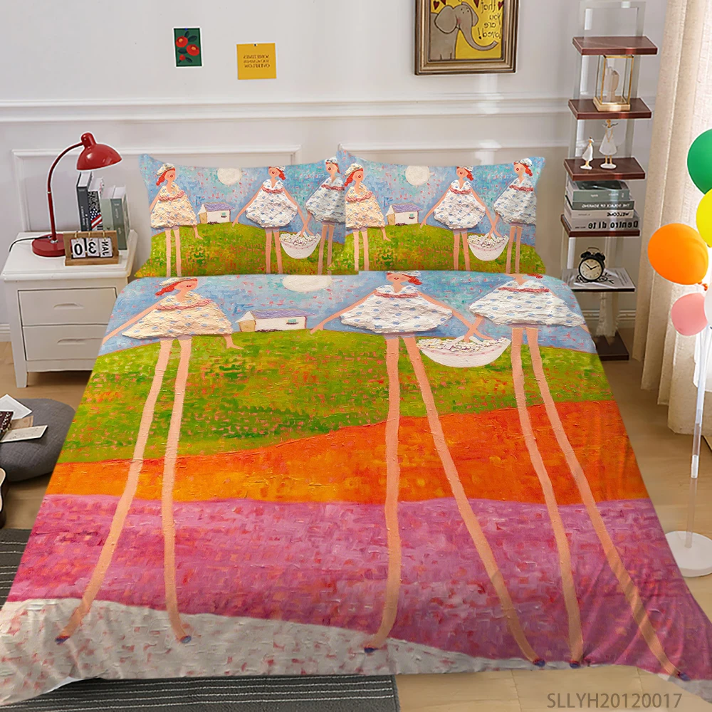 

3D Duvet Cover Set Luxury Colorful Paintings Print Bedding Set King Queen Double 2/3 Pcs for Teen Girl Home Decoration