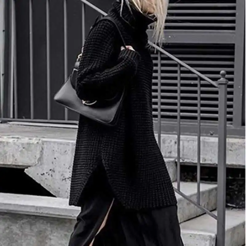 CHICEVER осенний женский свитер с высоким воротником для женщин вязаный пуловер