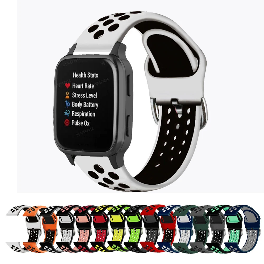 

For Garmin Venu Strap Double Color 20mm Silicone Watch Band Sports Strap For Forerunner 245M/645Vivoactive 3/Venu SQ Bracelet