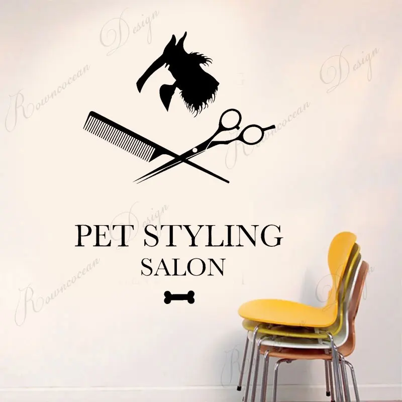 

Love Pet Styling Salon Beauty Groomer Wall Sticker Vinyl Interior Decor Pet Shop Window Decals Removable Murals Wallpaper 4288