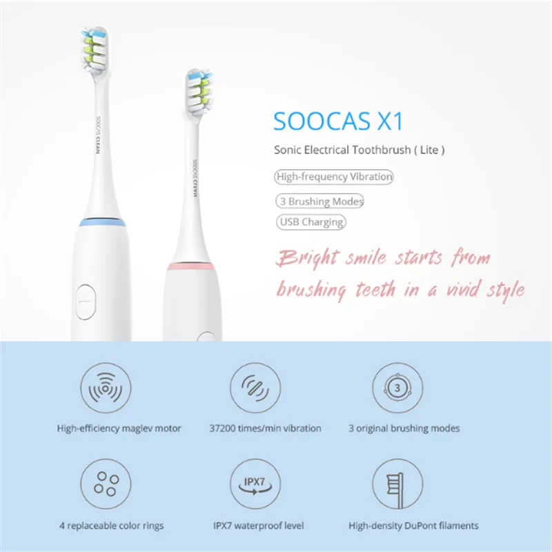 SOOCAS X1 звуковая зубная щетка Водонепроницаемая перезаряжаемая ультра