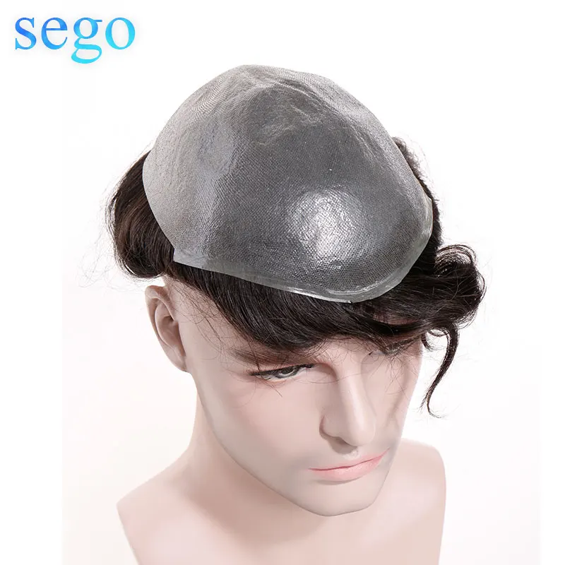 SEGO 8 ''x 10'' прочная тонкая кожа PU мужской парик система волос Remy человеческие