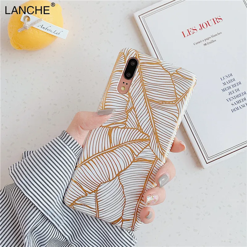 Чехол LANCHE для huawei P20 P30 mate 20 Lite роскошный чехол с золотым листом телефона узором Pro