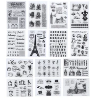 jianqi 17 design retro icons silicone seal transparent rubber stamp decorative diary scrapbooking material planner supplies