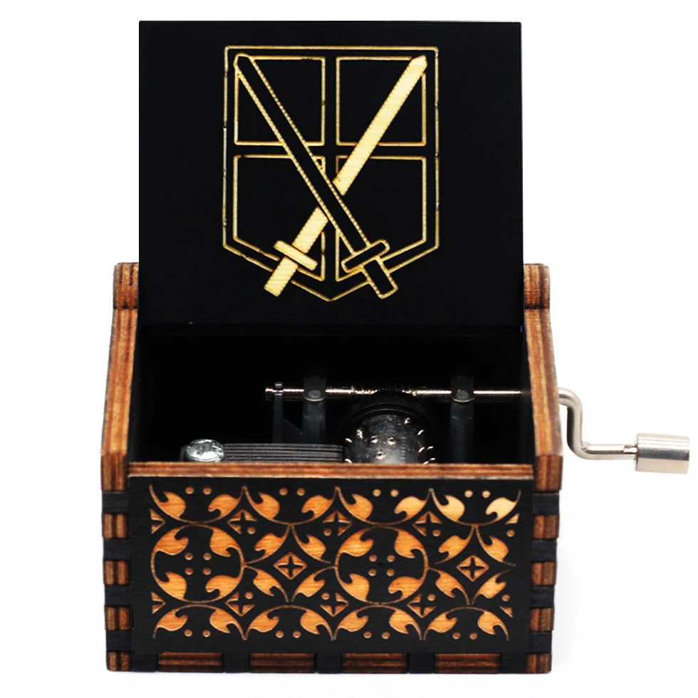 Музыкальная шкатулка Королева атаки на Титанов старинная резная деревянная