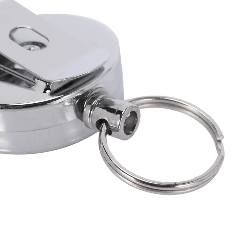 

3 Pcs Stainless Silver Retractable Key Chain Recoil Keyring Heavy Duty Steel