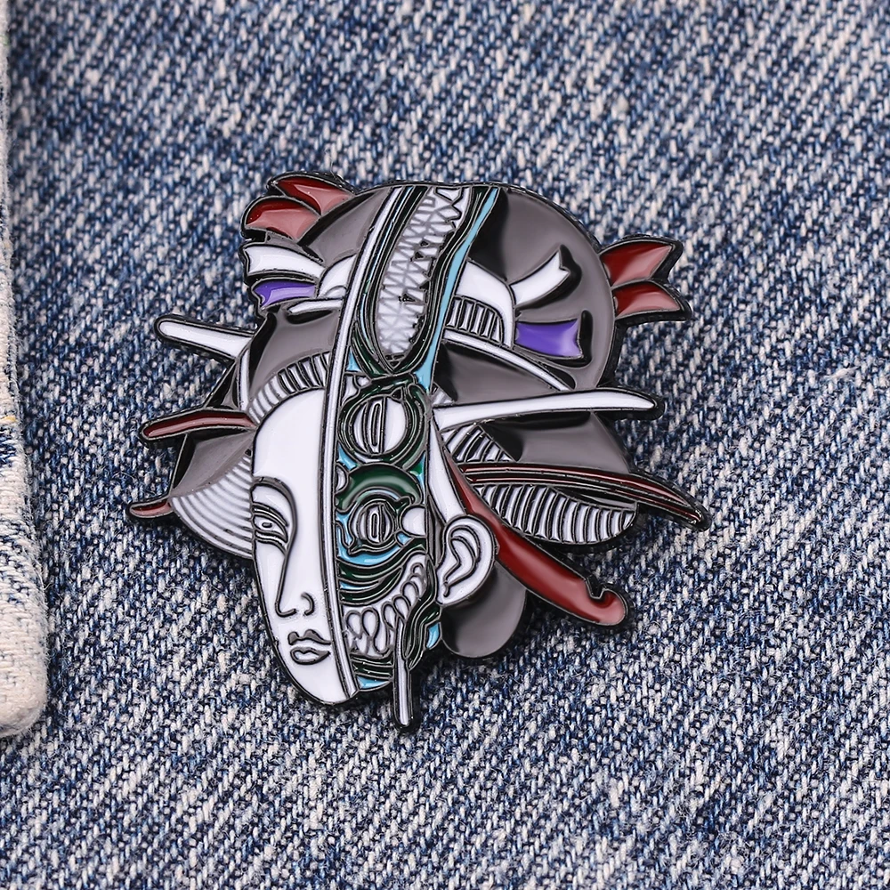 Абстрактный комический мистический женский экспрессии брошь нагрудные