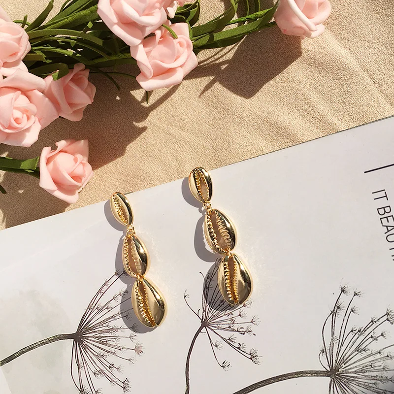 Женские серьги-пусеты Cxwind серьги в стиле бохо с морскими ракушками эффектные