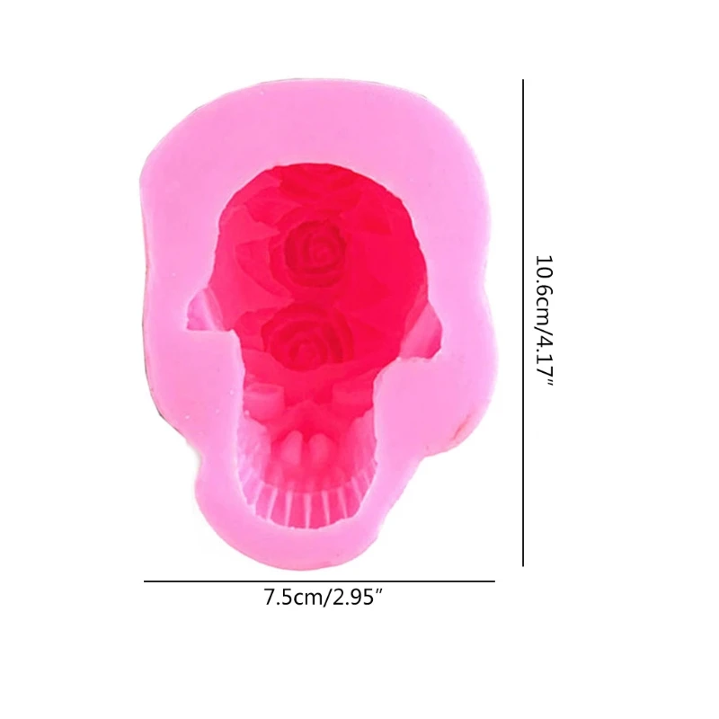 

3D Rose Skull Head Epoxy Resin Mold Home Ornaments Decoration Silicone Mould DIY Crafts Plaster Candle Jewelry Casting Tools