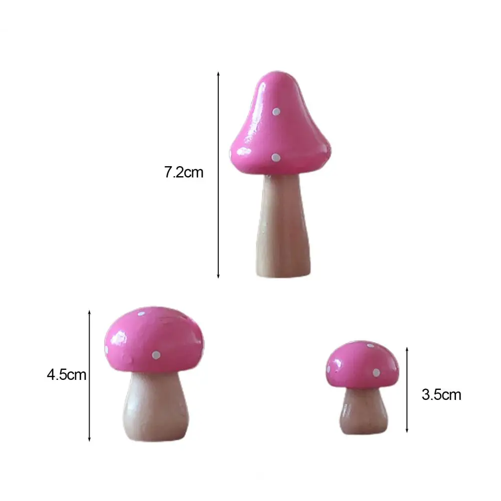 

3Pcs Wood Painting Mushroom Ornaments Crafts Miniatures Home Decoraton Kids Gift Craft