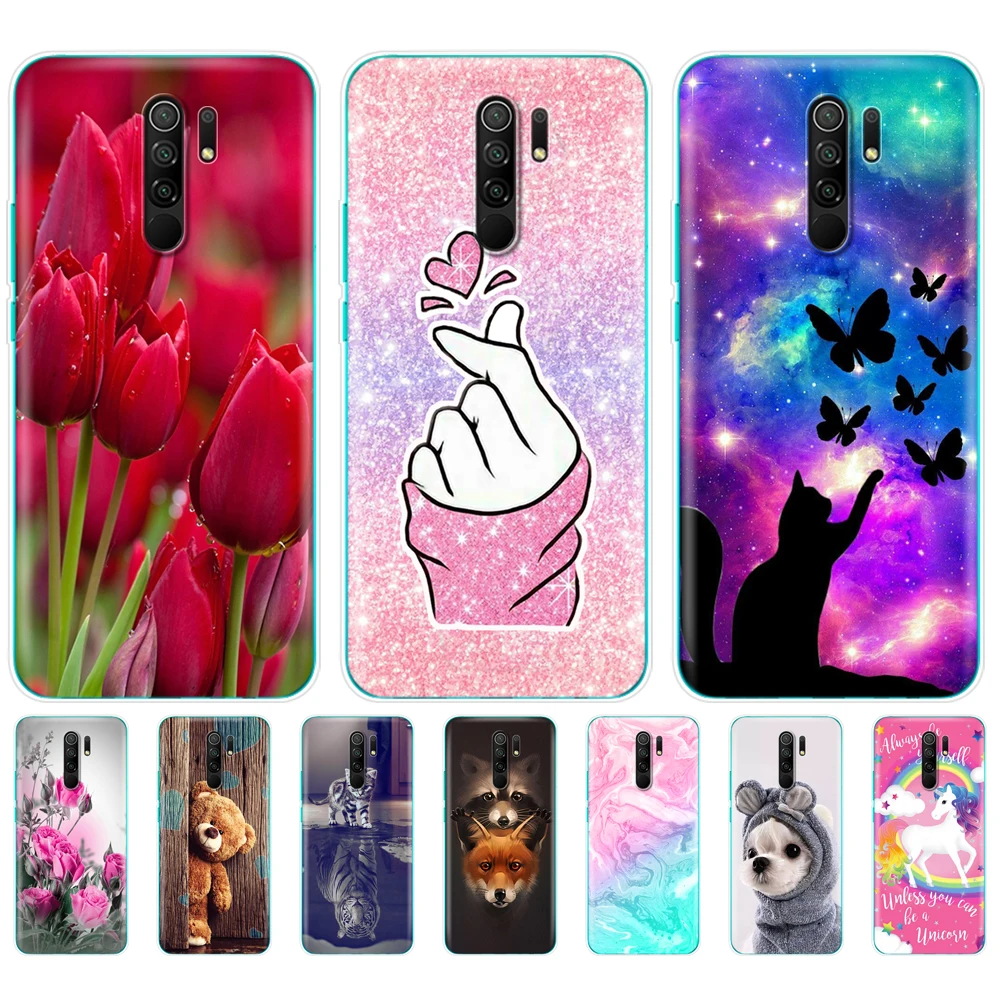 For xiaomi redmi 9 Case 6.53 inch Painted Silicon Soft TPU Back Phone Cover For redmi 9 Case etui bumper Full Protection Coque
