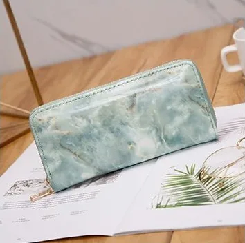 green wallet Женские кошельки женский кошелек сумки Feminina мраморный кошелек из лакированной кожи портмоне Кредитная Сумка-держатель для карт Роскошный кошелек для женщин - Цвет: green wallet