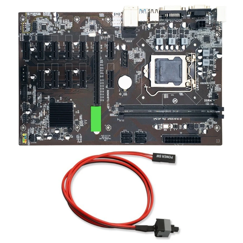 

New B250 BTC Mining Machine Motherboard 12 PCI-E16X Graph Card SODIMM LGA 1151 DDR4 SATA3.0 Support VGA DVI for Miner Dropship