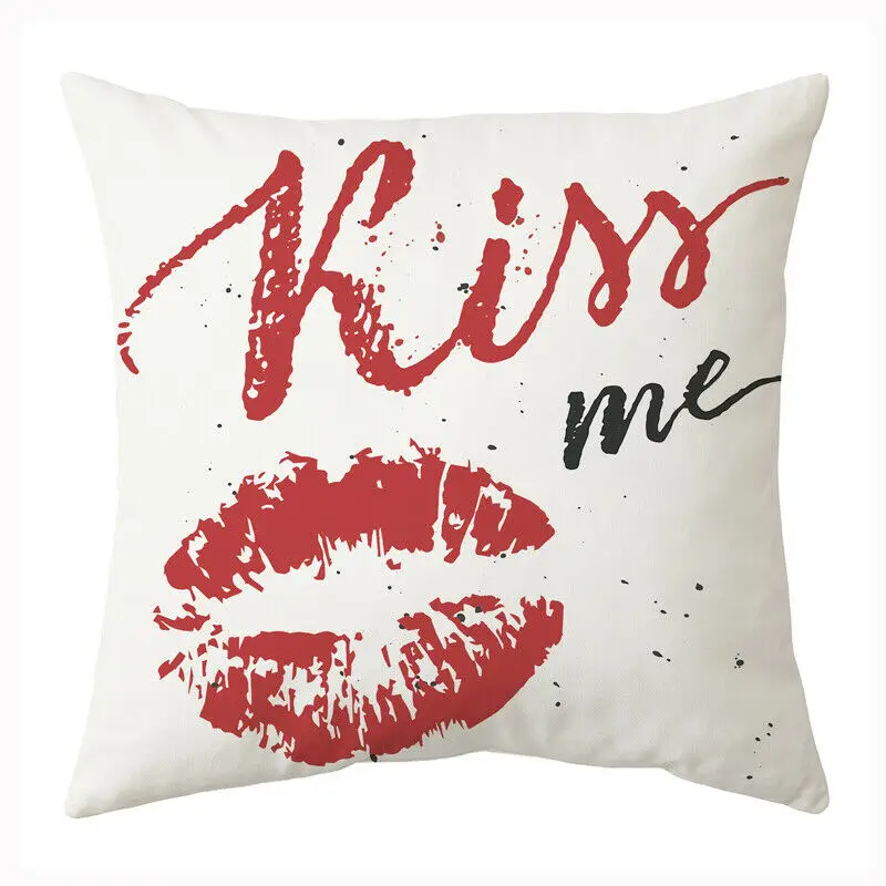 

18'' Valentine's Day Print Cotton Linen hrow Pillow Case Rose Sweet Pillow Case Cushion Cover Home Decor