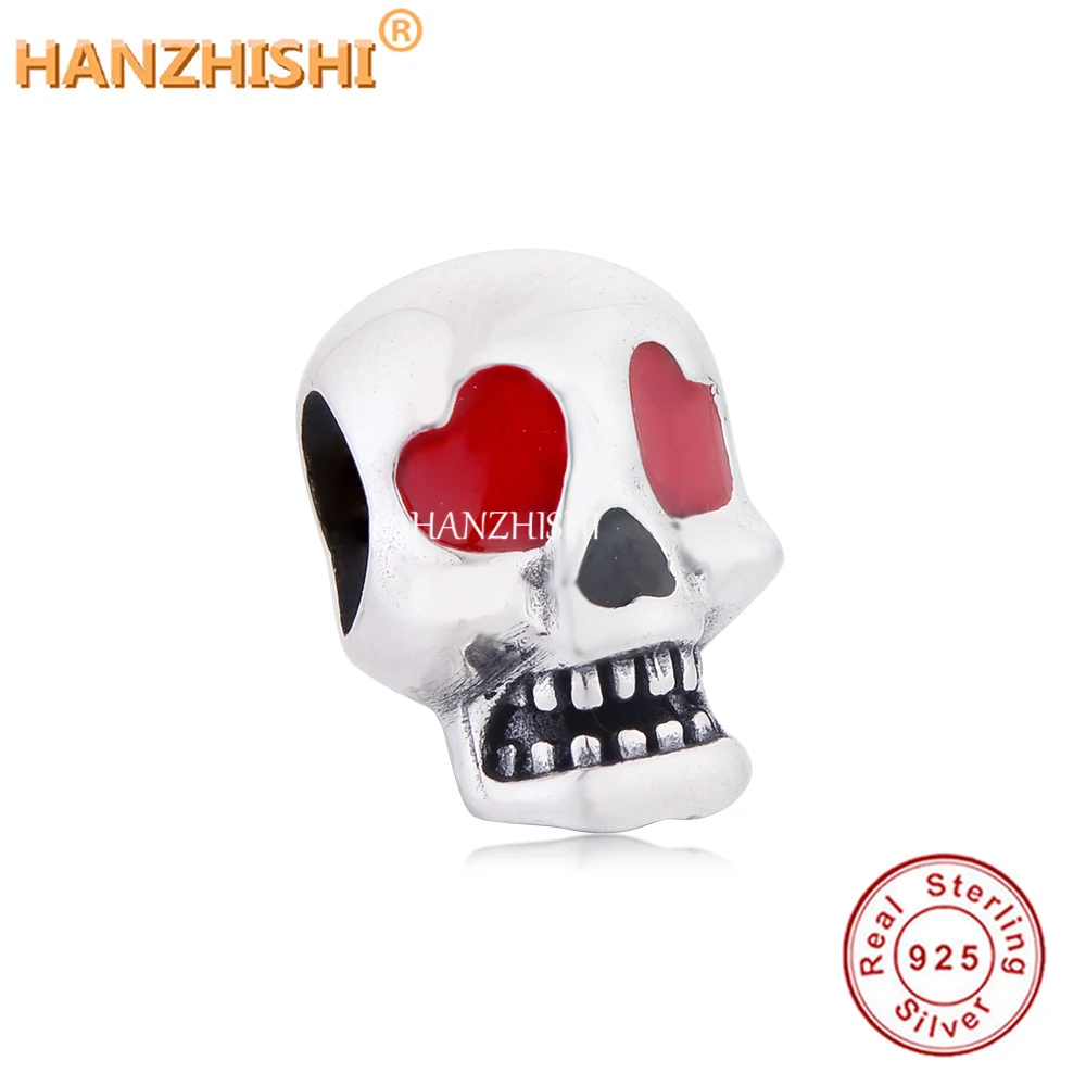 Бусины из серебра 925 пробы с подвесками в виде красного сердца глаз черепа |