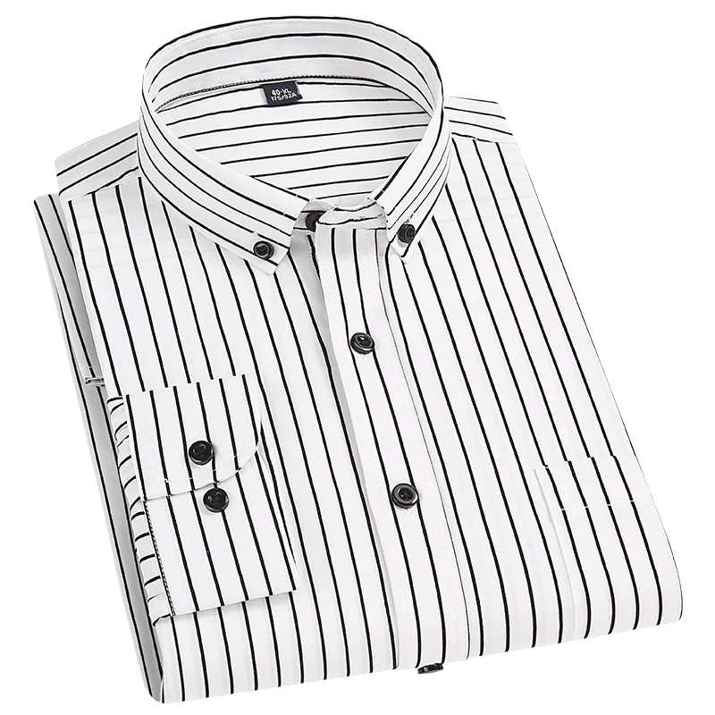 

Aoliwen Brand men Anti wrinkle striped long sleeve casual shirts for men 2021 Spring soft fashionable stretch collar slim shirt