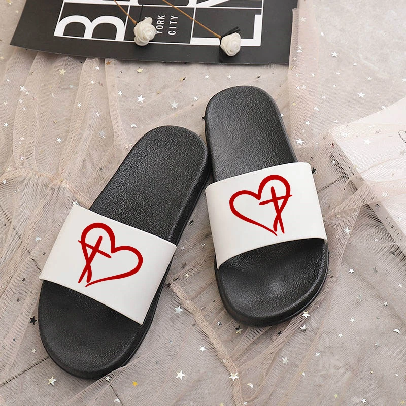 

2021 Hot Summer Women's Slippers I Love Jusus Indoor Bedroom Home Shoes ladies Harajuku Open Toe Flip Flops