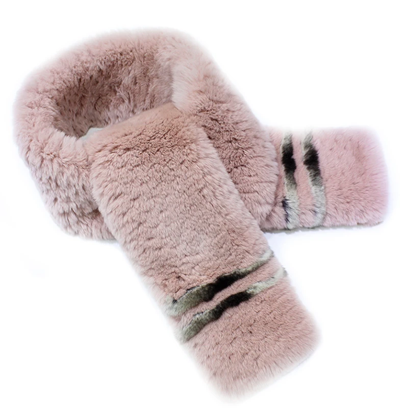 

Women Scarf Shawl Real Rex Rabbit Fur Knitted Neckerchief Warm Fashion Winter Hot-Sale Women Muffler