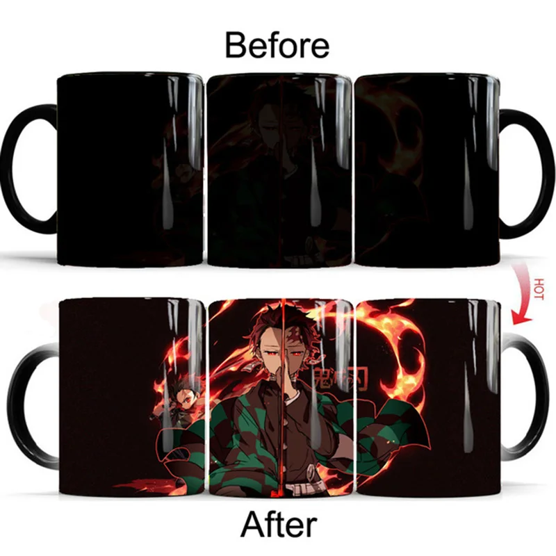 B Style Demon Slayer Термочувствительная кофе меняющая цвет кружка мультфильм аниме кружка Творческий чай молоко керамические чашки - Цвет: B Style