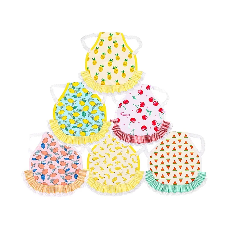 

6 Pack Chicken Saddle for Hens-Fruit Pattern Summer Standard Chicken Saddle with Elastic Straps Feather Fixer